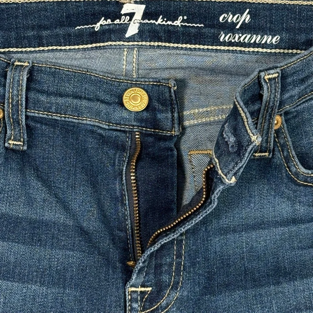 7 For‎ All Mankind Roxanne Crop Jeans Womens 29 Blue Medium Wash Slim Straight